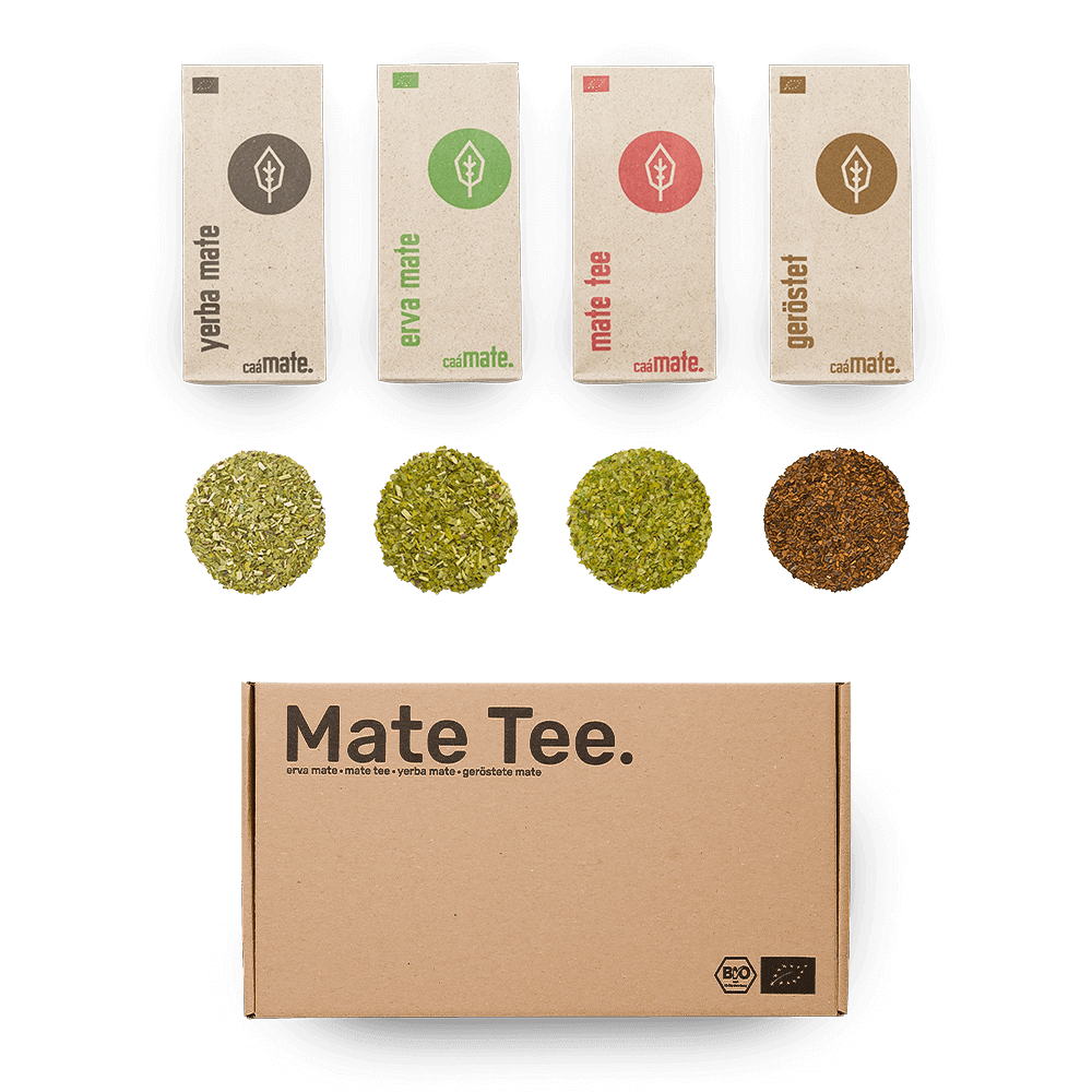 Mate Tee probierset vier Sorten caámate erva mate yerba mate mate tee geröstete mate